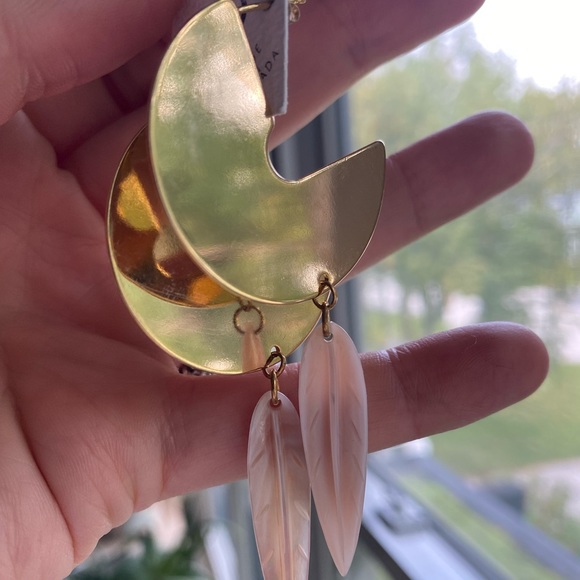 Frug gold and pink dangling earrings - never worn - Picture 2 of 3